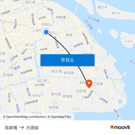 陆家嘴 to 大团镇 map