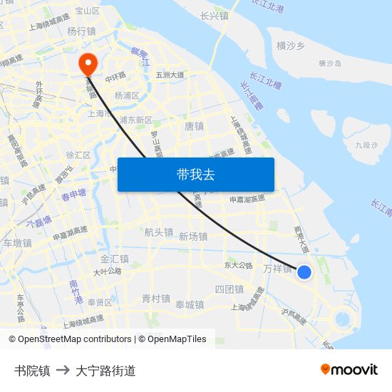 书院镇 to 大宁路街道 map