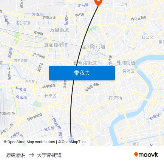 康建新村 to 大宁路街道 map