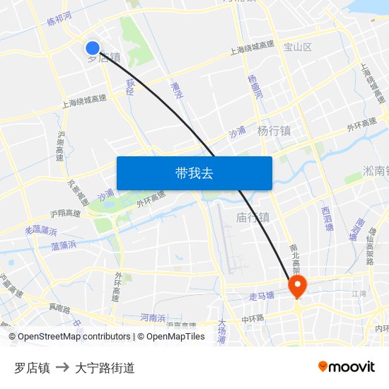 罗店镇 to 大宁路街道 map