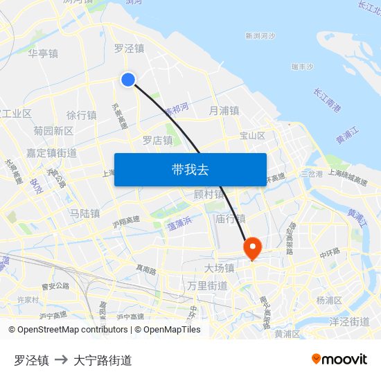 罗泾镇 to 大宁路街道 map