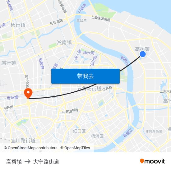 高桥镇 to 大宁路街道 map
