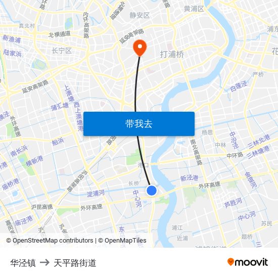 华泾镇 to 天平路街道 map