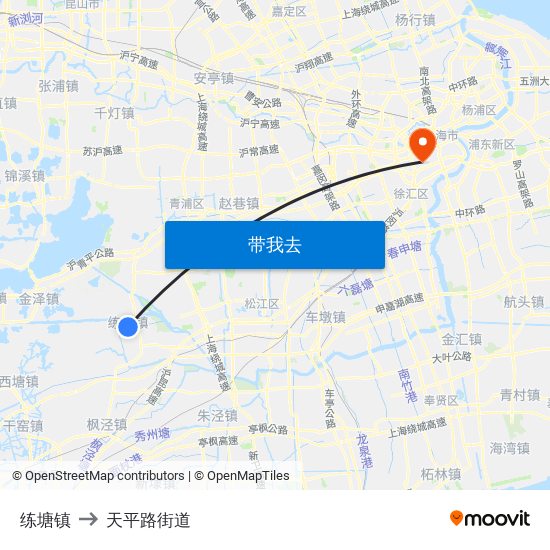 练塘镇 to 天平路街道 map