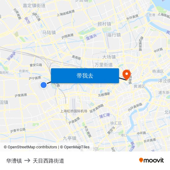 华漕镇 to 天目西路街道 map