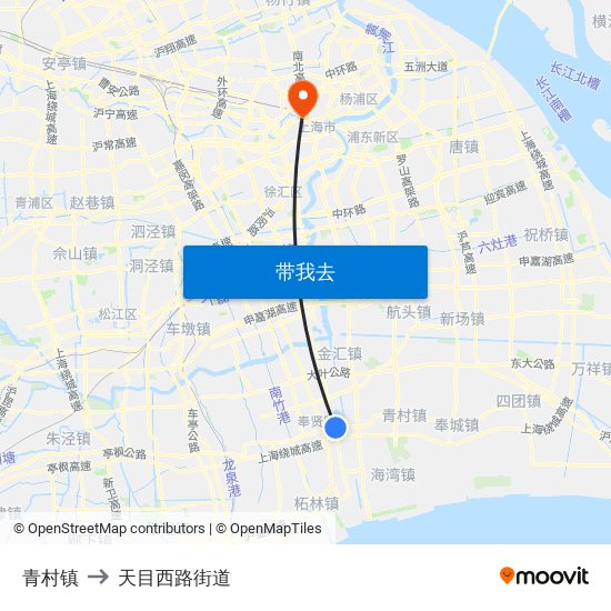 青村镇 to 天目西路街道 map