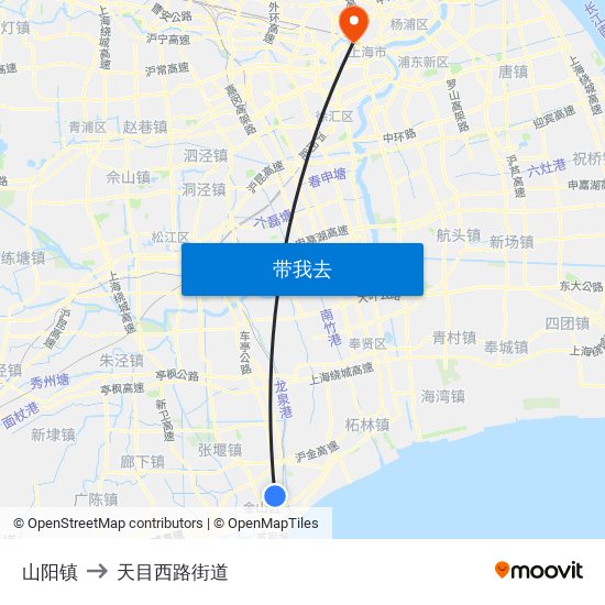 山阳镇 to 天目西路街道 map