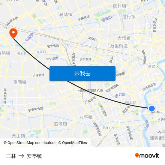 三林 to 安亭镇 map
