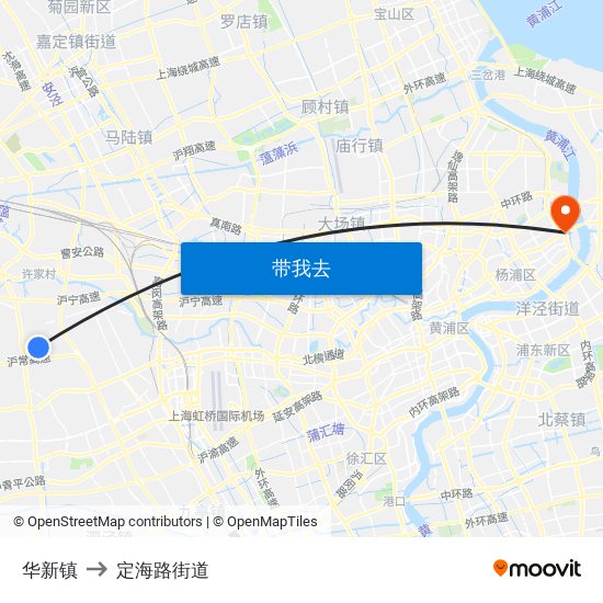 华新镇 to 定海路街道 map