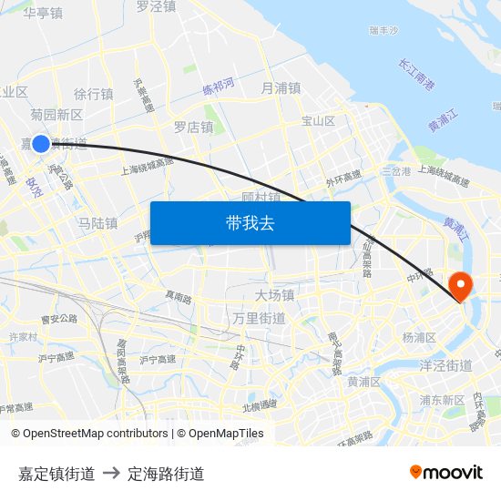 嘉定镇街道 to 定海路街道 map