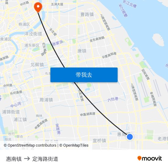 惠南镇 to 定海路街道 map