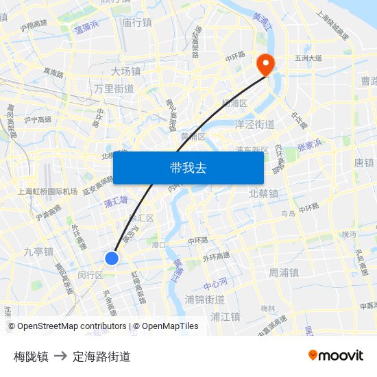 梅陇镇 to 定海路街道 map