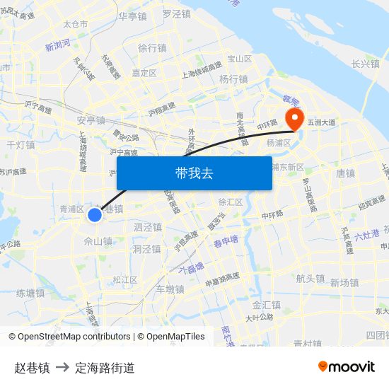 赵巷镇 to 定海路街道 map