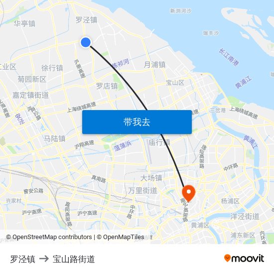 罗泾镇 to 宝山路街道 map