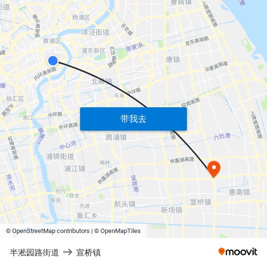 半淞园路街道 to 宣桥镇 map