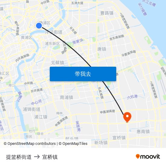 提篮桥街道 to 宣桥镇 map