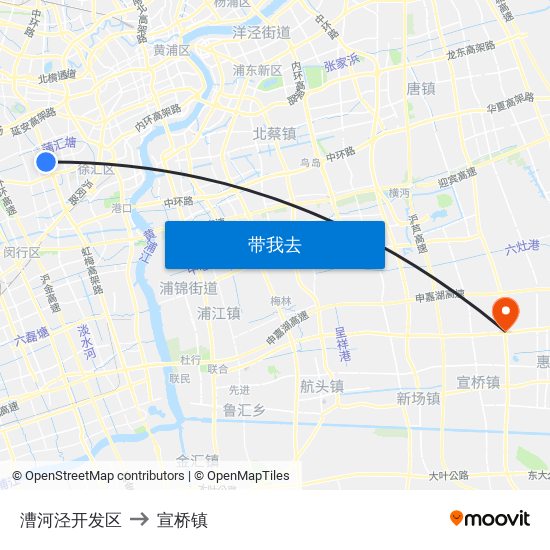 漕河泾开发区 to 宣桥镇 map