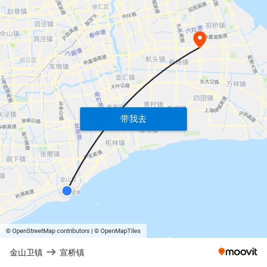 金山卫镇 to 宣桥镇 map