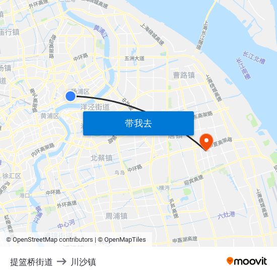 提篮桥街道 to 川沙镇 map