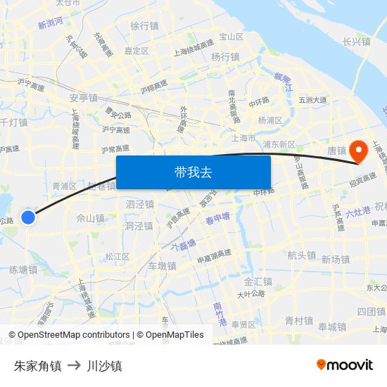 朱家角镇 to 川沙镇 map