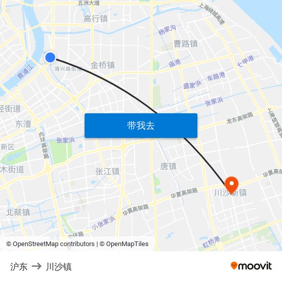 沪东 to 川沙镇 map