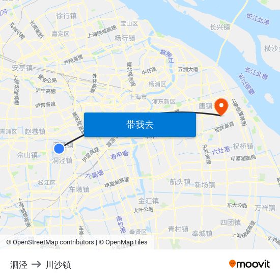泗泾 to 川沙镇 map