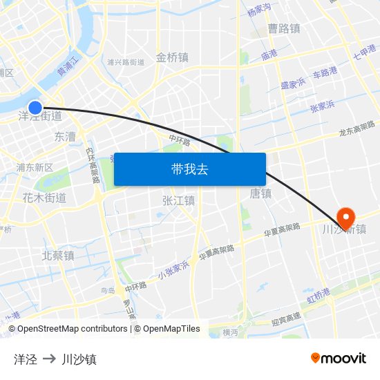 洋泾 to 川沙镇 map