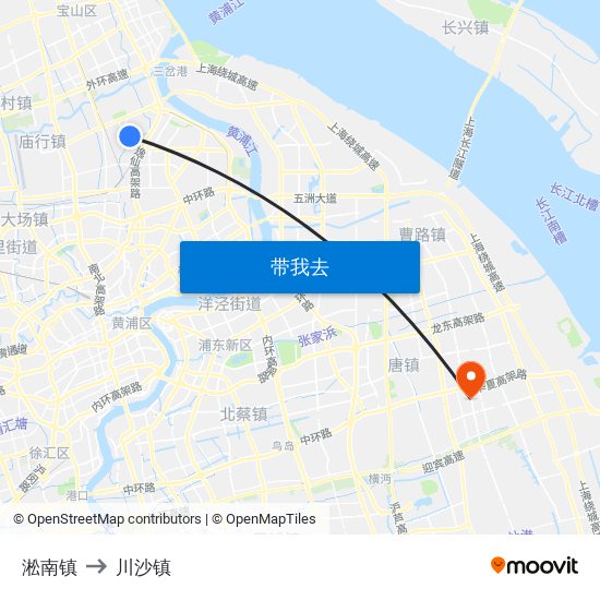 淞南镇 to 川沙镇 map