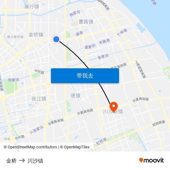 金桥 to 川沙镇 map