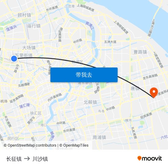 长征镇 to 川沙镇 map