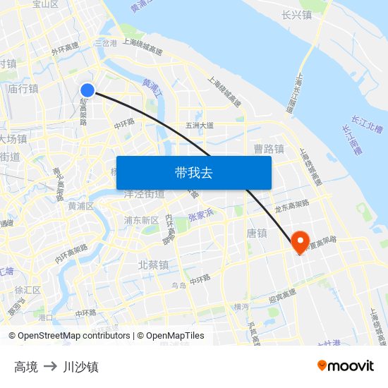 高境 to 川沙镇 map