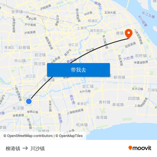 柳港镇 to 川沙镇 map