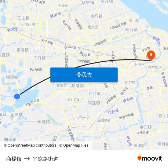 商榻镇 to 平凉路街道 map