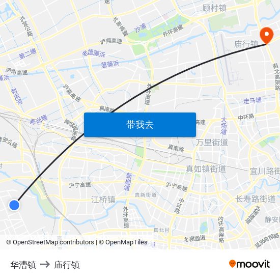 华漕镇 to 庙行镇 map
