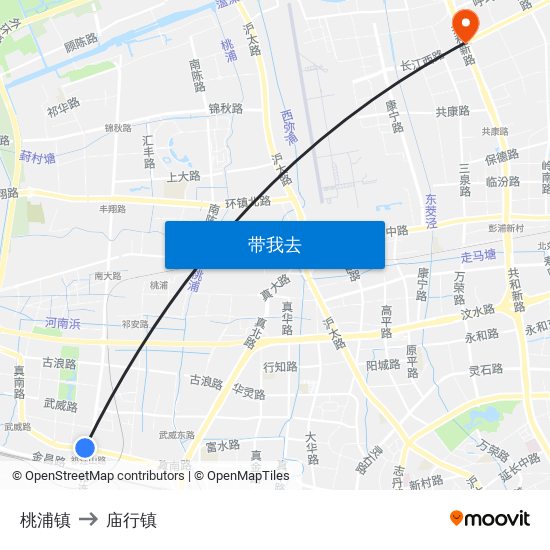 桃浦镇 to 庙行镇 map