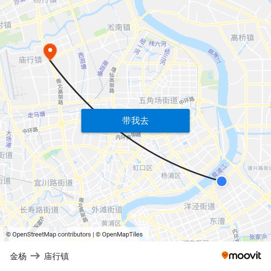 金杨 to 庙行镇 map