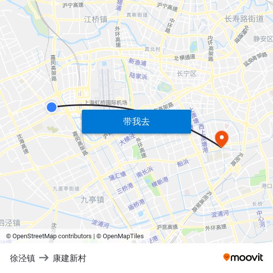 徐泾镇 to 康建新村 map