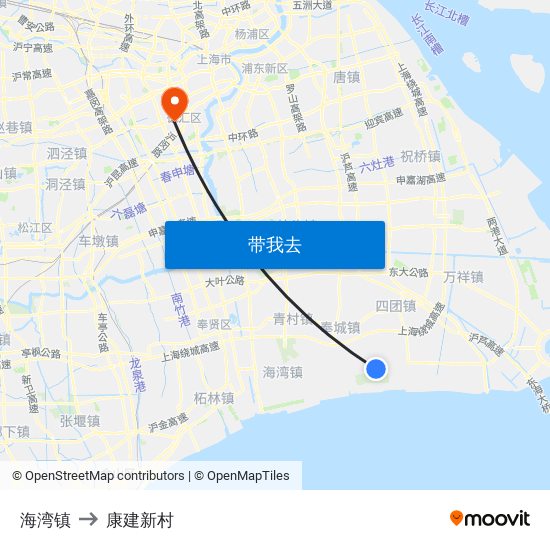 海湾镇 to 康建新村 map