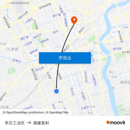 莘庄工业区 to 康建新村 map