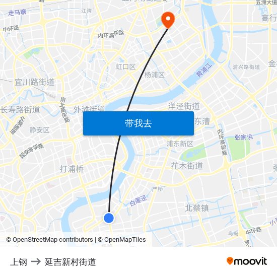 上钢 to 延吉新村街道 map
