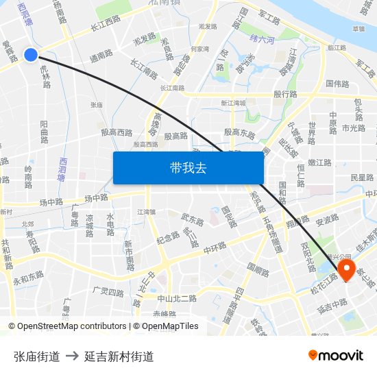 张庙街道 to 延吉新村街道 map