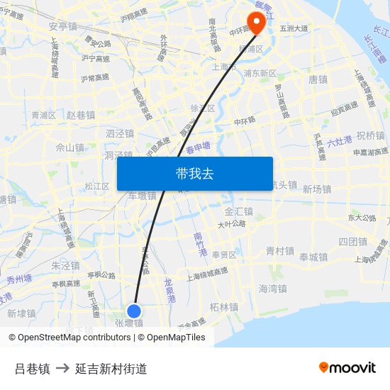 吕巷镇 to 延吉新村街道 map