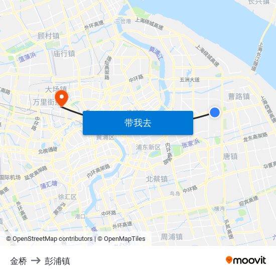 金桥 to 彭浦镇 map