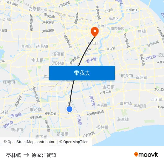 亭林镇 to 徐家汇街道 map