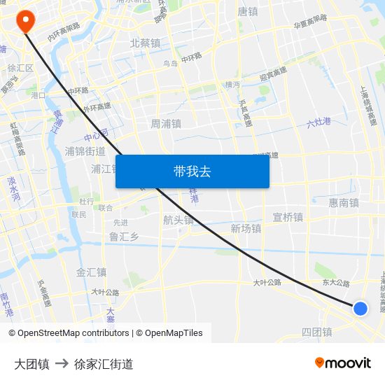 大团镇 to 徐家汇街道 map