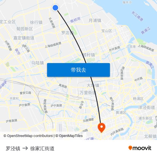 罗泾镇 to 徐家汇街道 map