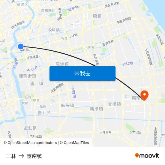 三林 to 惠南镇 map