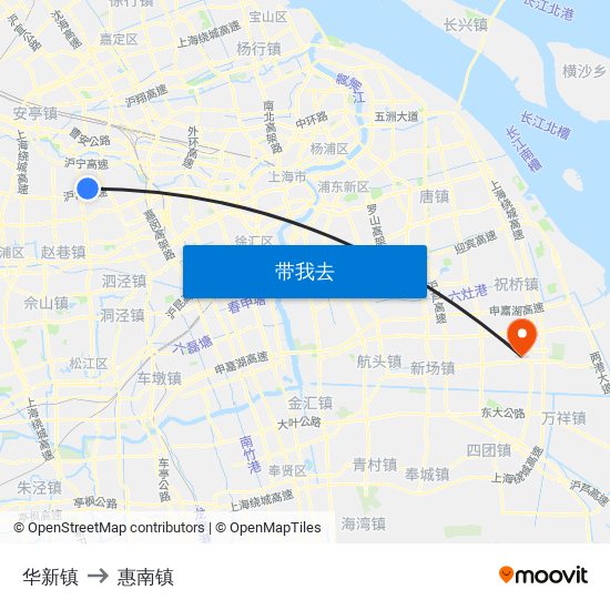 华新镇 to 惠南镇 map
