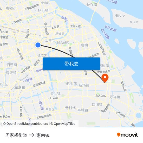 周家桥街道 to 惠南镇 map