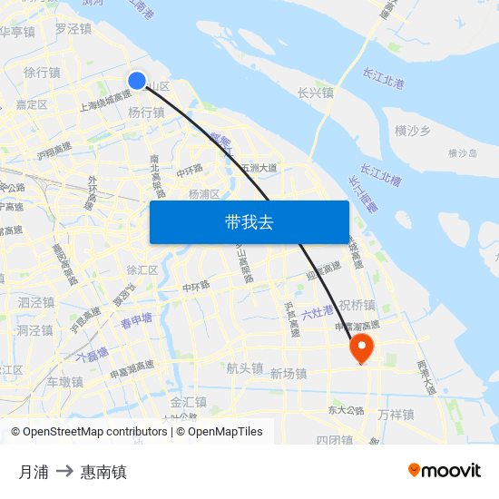 月浦 to 惠南镇 map